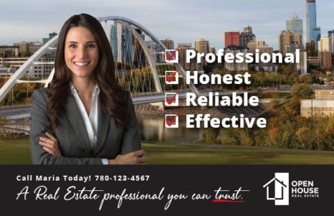 Front side of the direct mail design template for 
