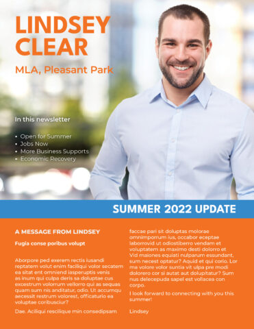 Front side of the direct mail design template for 