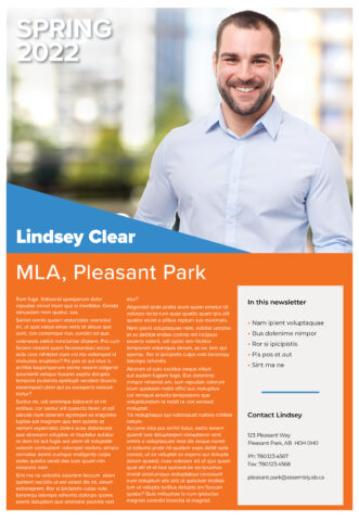 Front side of the direct mail design template for 