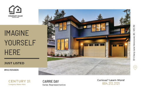 Front side of the direct mail design template for 
