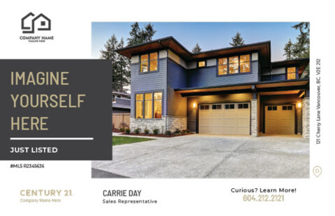 Front side of the direct mail design template for 