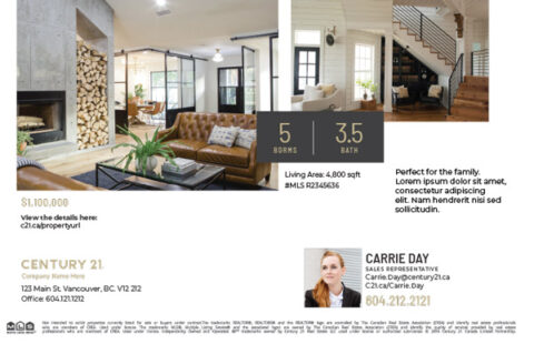 Back side of the direct mail design template for 