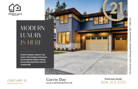 Front side of the direct mail design template for 