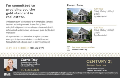 Back side of the direct mail design template for 