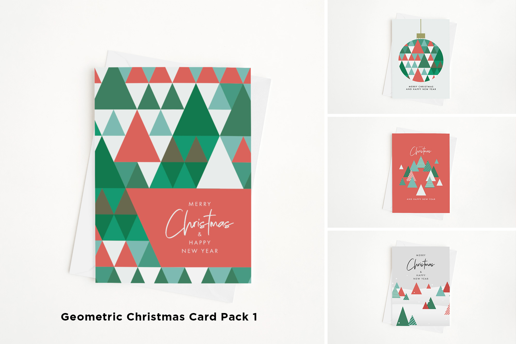 Geometric Christmas Card Pack 1 Mockup