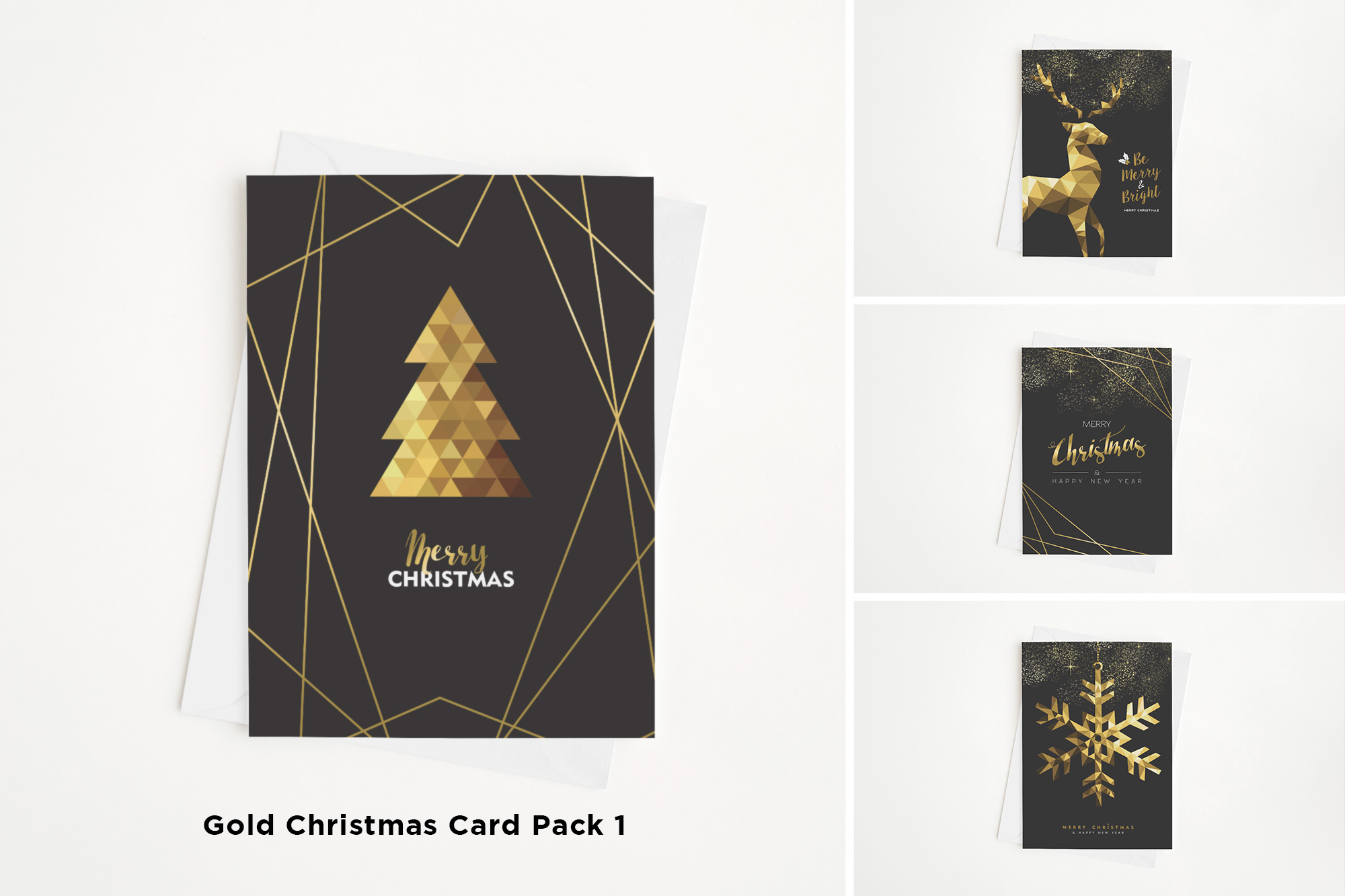 Gold Christmas Card Pack 1 Mockup