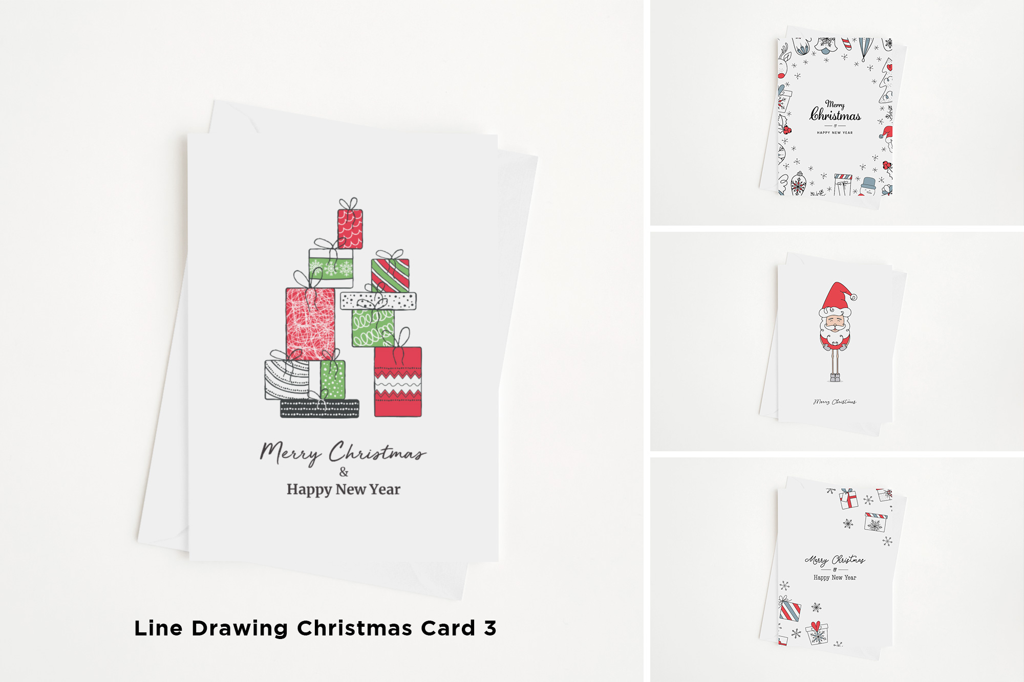 Line Drawing Christmas Card 3 Mockup