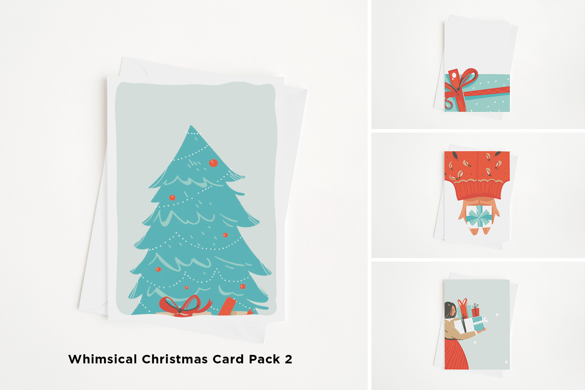 Whimsical Christmas Card Pack 2 Mockup