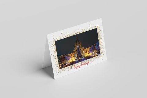 Front side of the direct mail design template for 