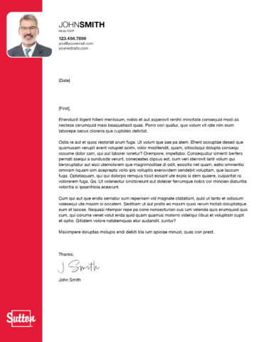 Front side of the direct mail design template for 