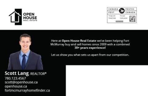 Back side of the direct mail design template for 