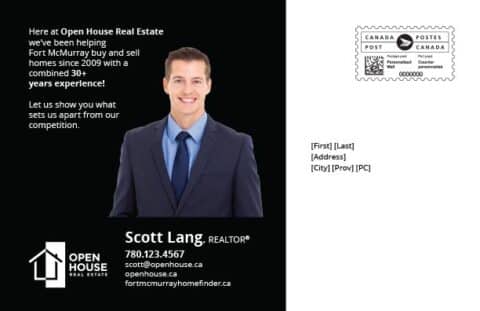 Back side of the direct mail design template for 