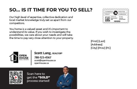 Back side of the direct mail design template for 