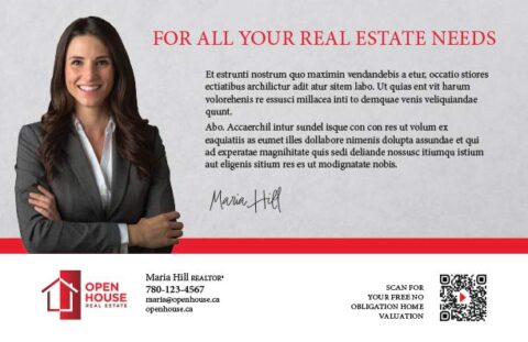 Back side of the direct mail design template for 