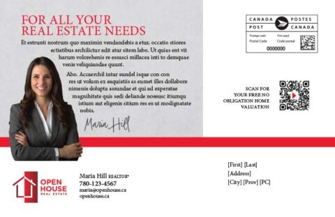 Back side of the direct mail design template for 