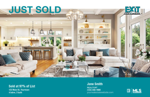 Front side of the direct mail design template for 