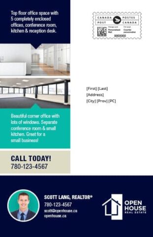 Back side of the direct mail design template for 