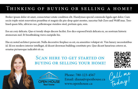 Back side of the direct mail design template for 