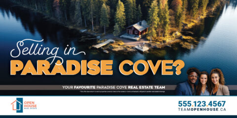 Front side of the direct mail design template for 