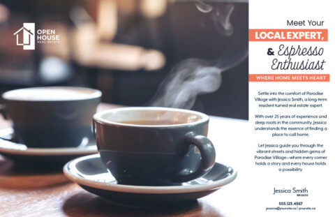 Back side of the direct mail design template for 