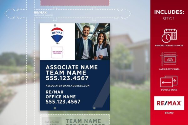 Re/Max Yard Sign Panel | Blue Promo | Assoc Name | 24X30