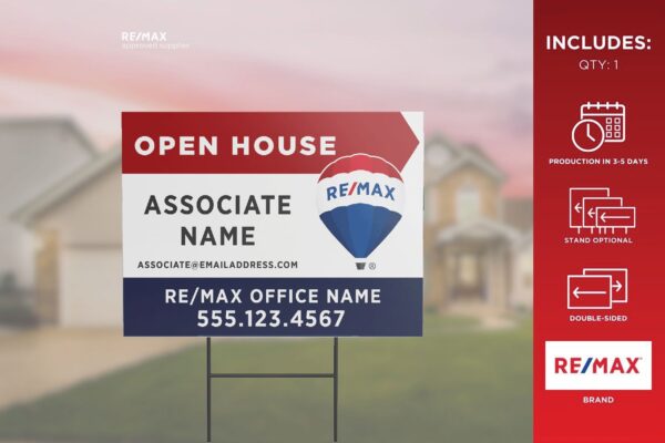 Re/Max Directional Sign | Primary Rwb Alt | Open House | 24X18