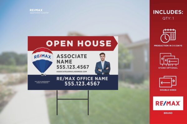 Re/Max Directional Sign | Primary Rwb Alt | Open House | 30X18