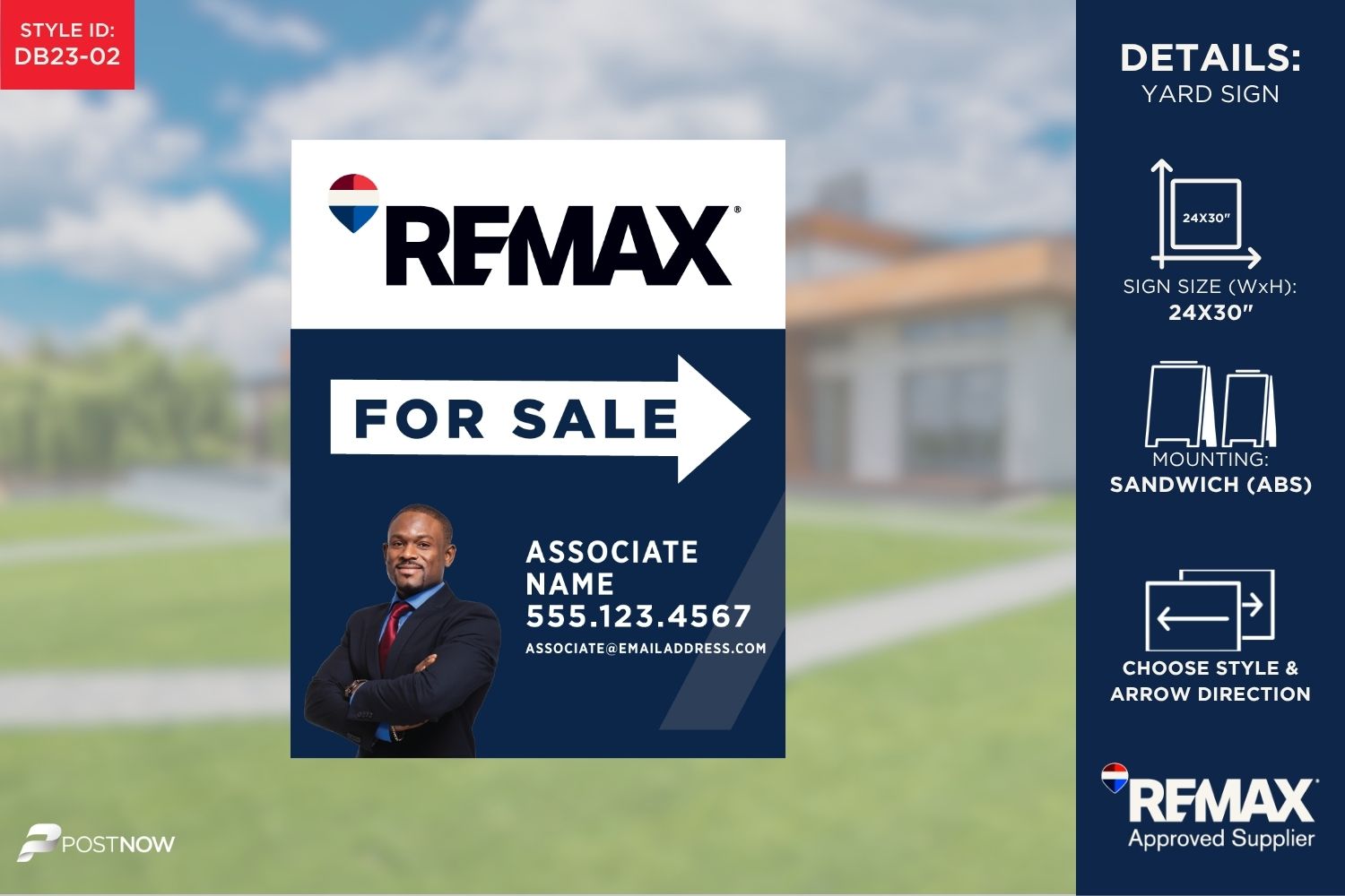 Remax 24X30 Vertical Directional For Sale Sign With Blue Slash Design (Pn-Db23-02).