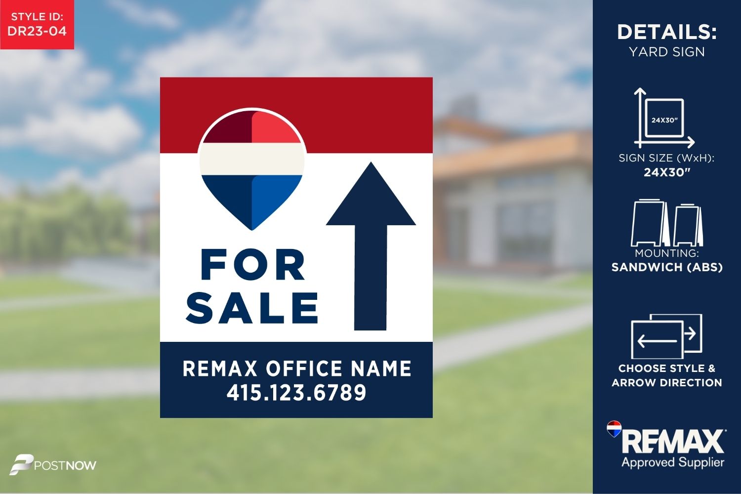 Remax 2025 Red, White &Amp; Blue 24X30 Inch Vertical Directional Sign For Real Estate Agents.