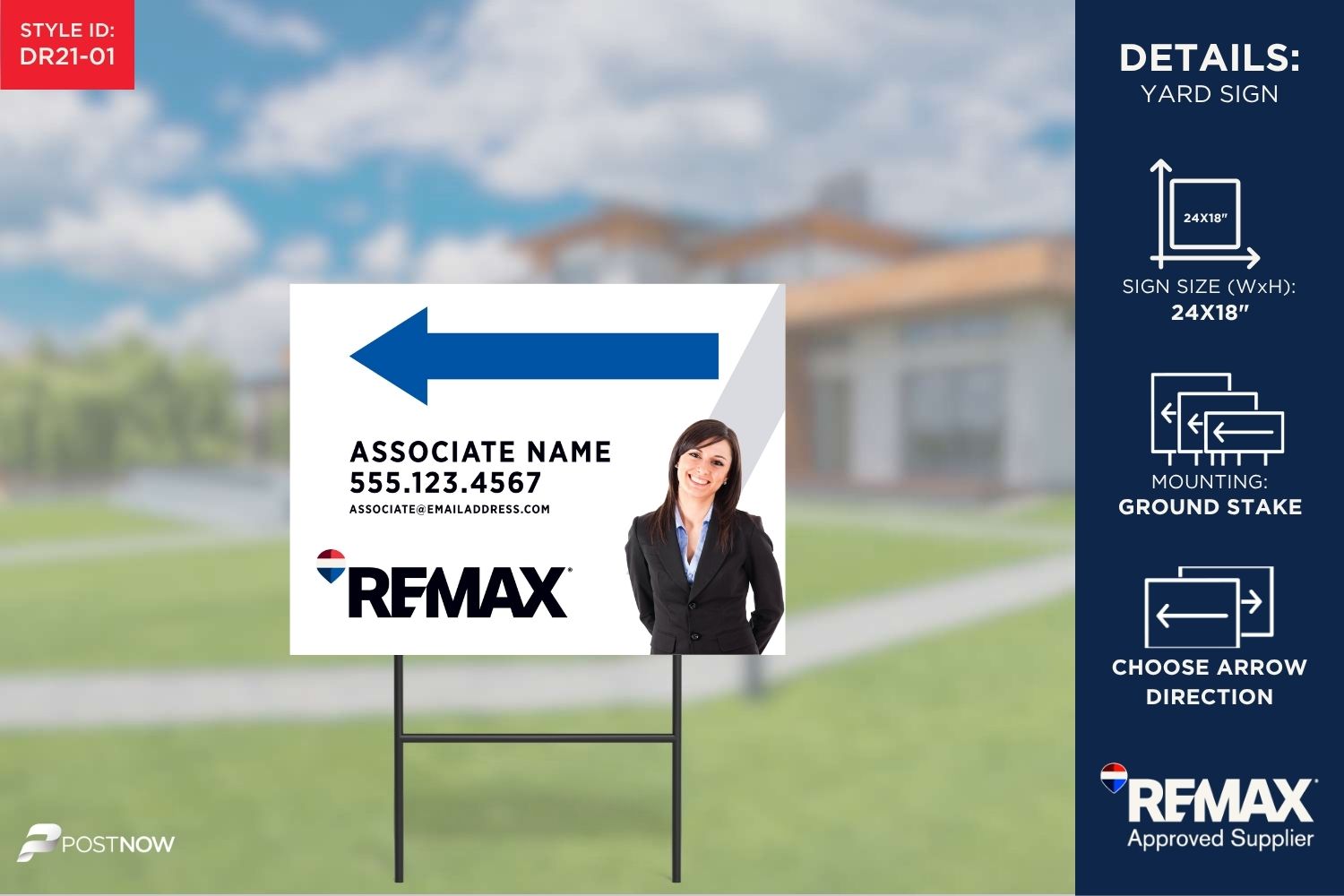 Remax 24X18 Horizontal Rwb For-Sale 2 Directional Left Sign For Real Estate Agents.