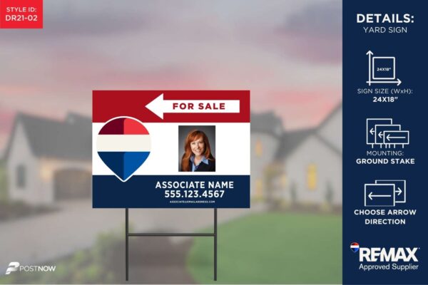 Remax 2025 Directional Sign - 24X18 Horizontal Rwb For-Sale Directional Left