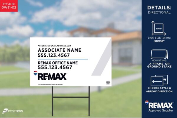 Remax Directional Sign | White Slash | 30X18 - Image 2
