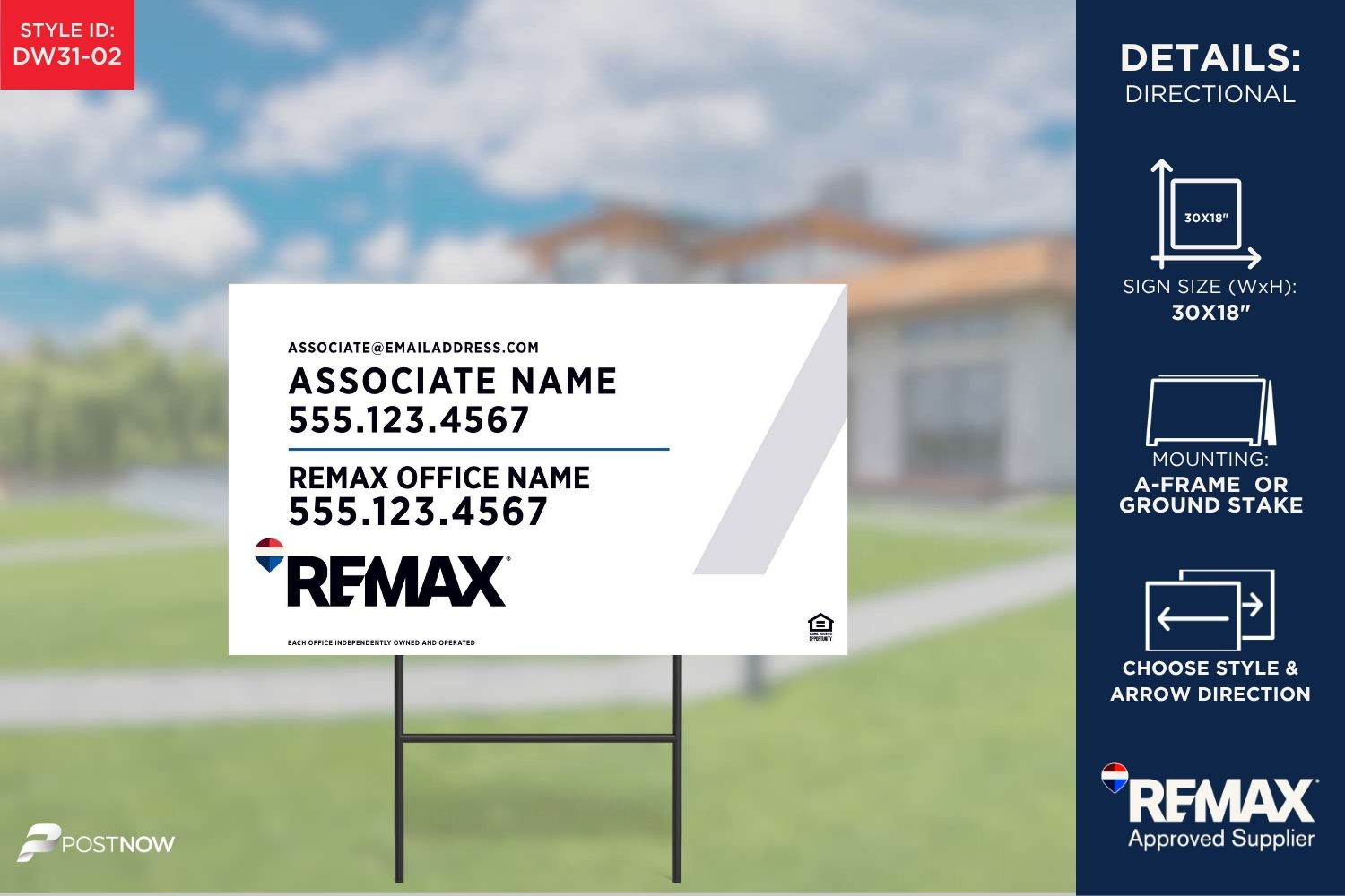 Remax Directional Sign | White Slash | 30X18 - Image 2