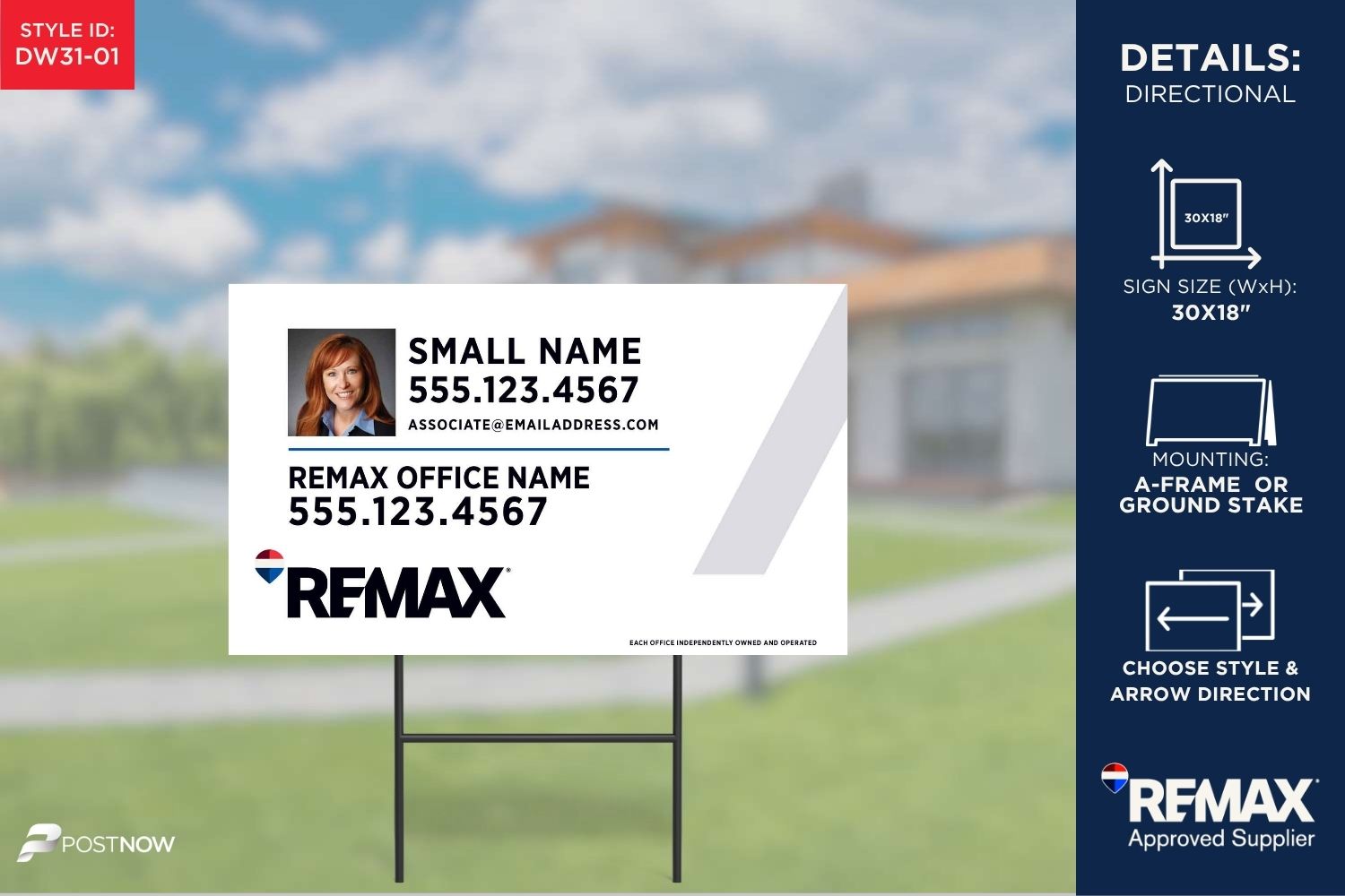 Remax Directional Sign | White Slash | 30X18