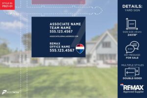 REMAX For Sale Yard Sign, 24x18, Horizontal Blue Slash Design.