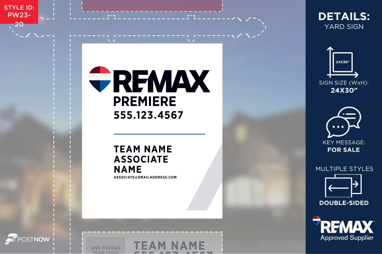 Remax 2025 24X30 Vertical For Sale Yard Sign With Missing White Slash Design And Bigballoon-Pn-Pw23-20 Style, For Associate Teams.