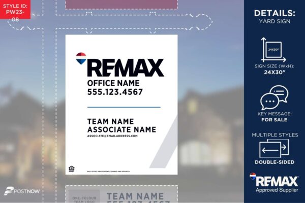 Remax 24X30 Vertical For Sale Yard Sign With White Slash Design.