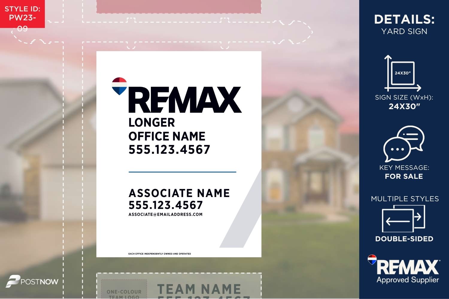 Remax 2025 For Sale Yard Sign, 24X30 Vertical, White Slash Design, For Real Estate Agents.