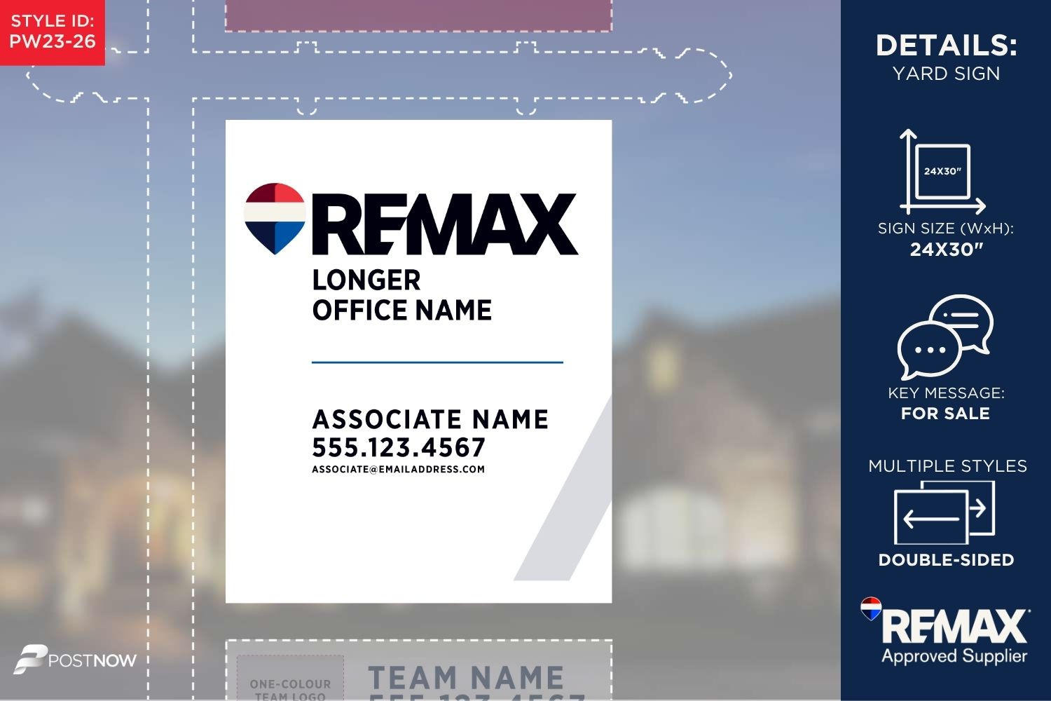 Remax For Sale Yard Sign, 24X30 Vertical, White With Slash Design And Big Balloon Graphic, No Office Phone.