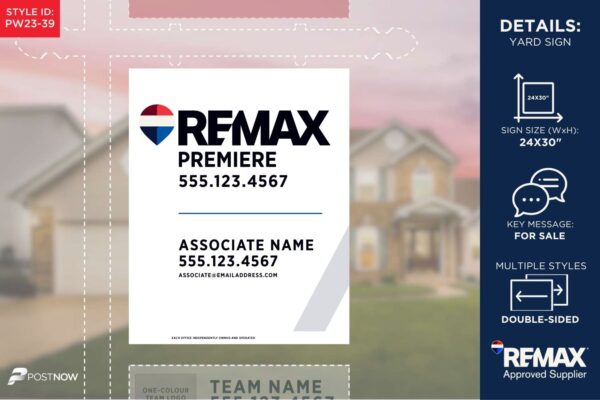 Remax 2025 For Sale Yard Sign, 24X30 Vertical, Office Prominent, White Slash Design, Pn-Pw23-39.