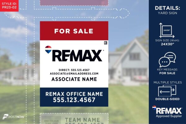 Remax 2025 For Sale Yard Sign, 24X30 Vertical, Rwb Design For Office Prominent Brokerage In Alberta.