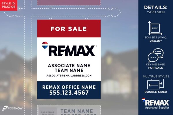 Remax 2025 Rwb For Sale Yard Sign, 24X30 Vertical, For Office, Associate, Team.