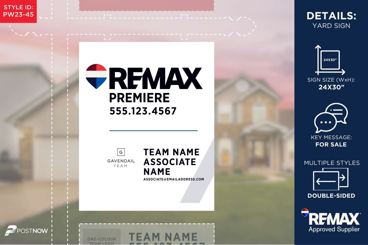 Remax 2025 For Sale Yard Sign, 24X30 Vertical, Office Prominent, White Slash Design.
