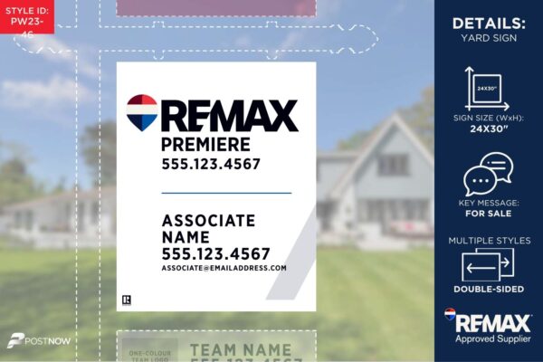Remax 24X30 Vertical For Sale Yard Sign With Prominent White Slash Design For Real Estate Agents.
