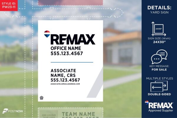 Remax For Sale Yard Sign, 24X30 Vertical, With White Slash Design.