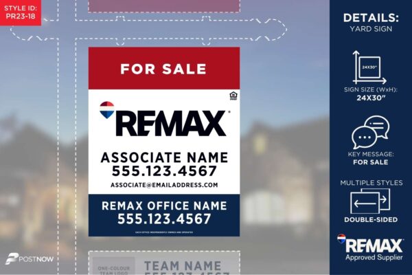 Remax For Sale Yard Sign, 24X30 Inch Vertical, Rwb Design Style.