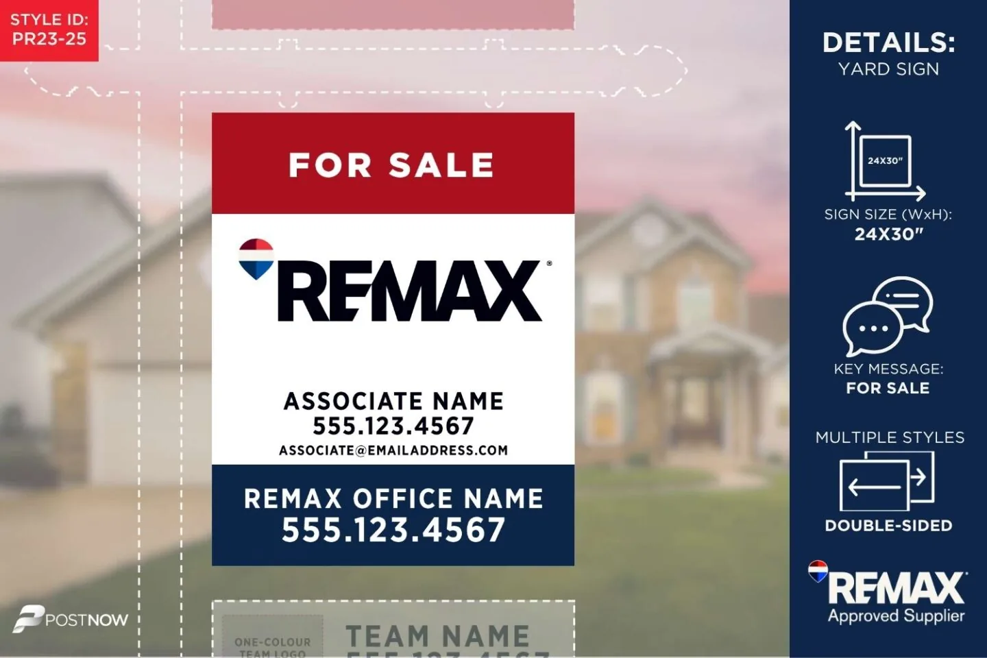 Remax 24X30 Vertical Rwb For Sale Yard Sign With Team Logo