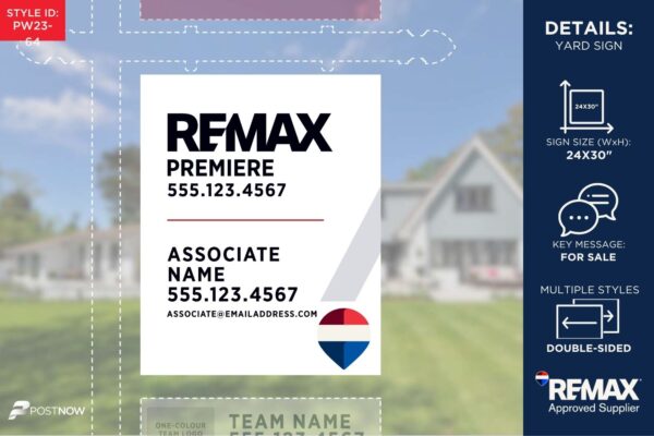 Remax For Sale Yard Sign, 24X30 Inch, Vertical White Slash Design
