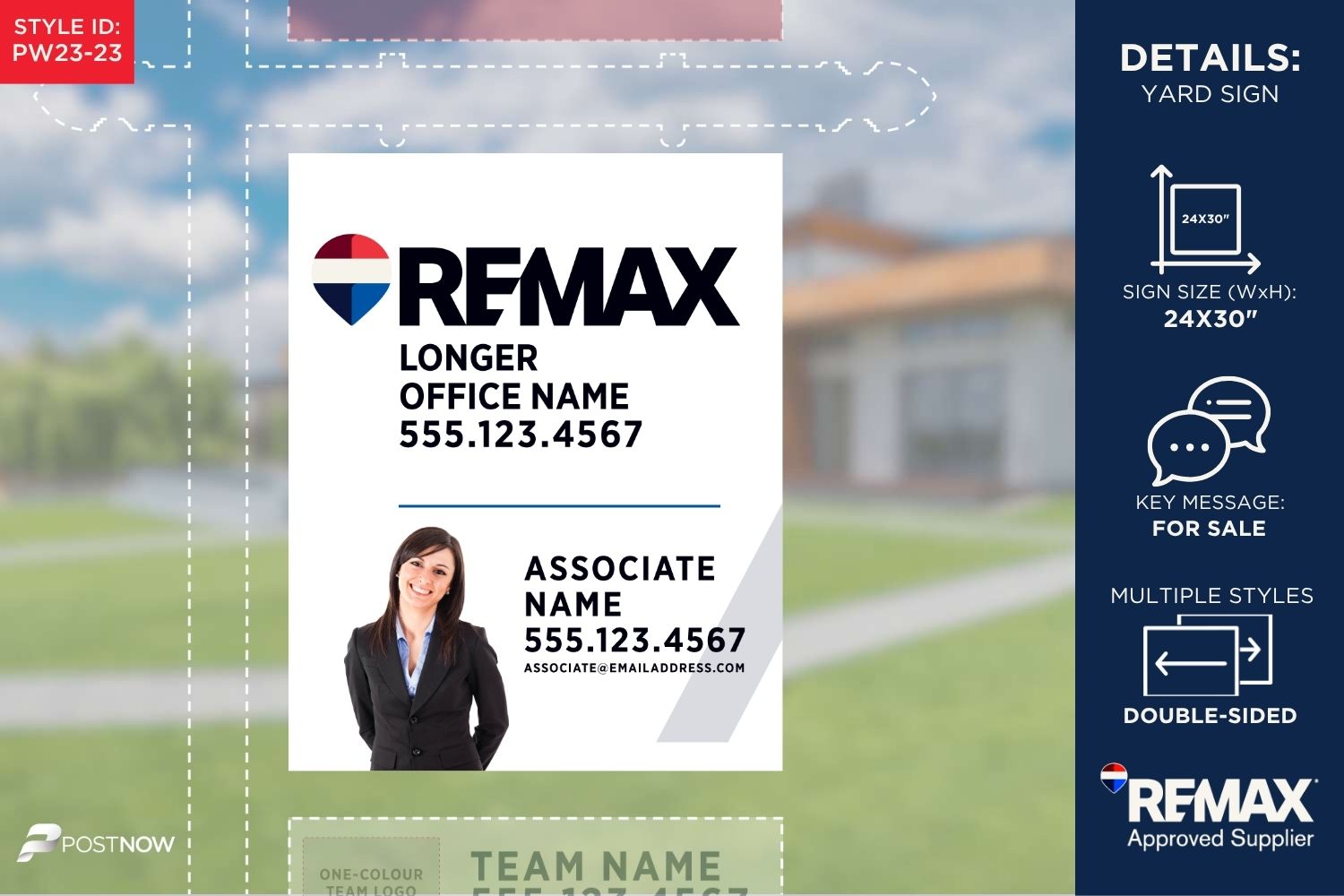 Remax For Sale Yard Sign, 24X30 Vertical, White Slash Design, Big Balloon, Office Name, Pw23-23.