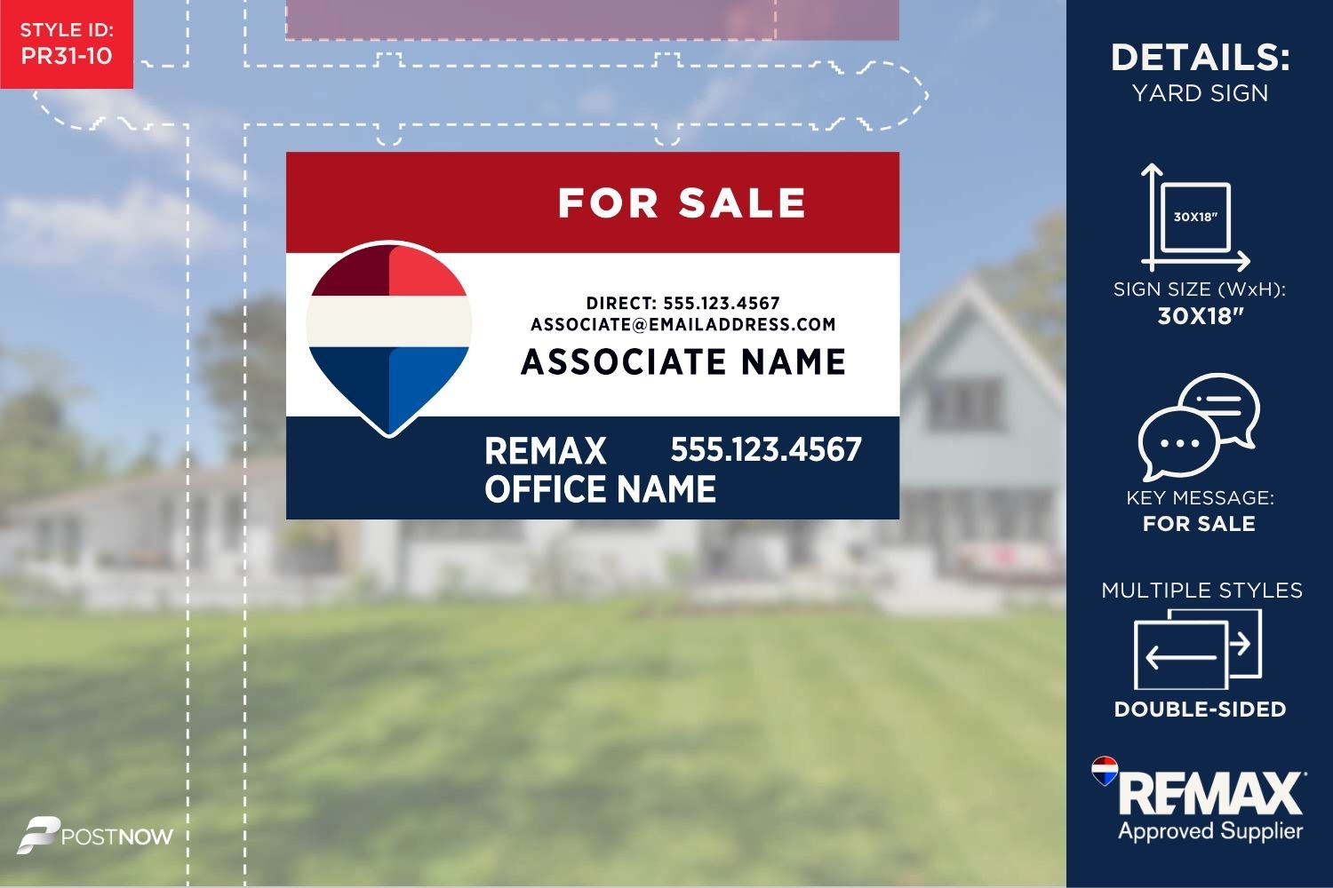 Remax 2025 Office Prominent Rwb Alberta For Sale Yard Sign, 30X18 Horizontal.